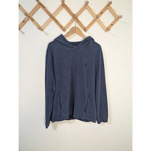7 Diamonds Navy Blue Textured Pullover Hoodie Sweatshirt - Size L